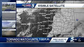 Visible satellite shows 'lift' coming into Oklahoma that could create storms (May 19, 2025)