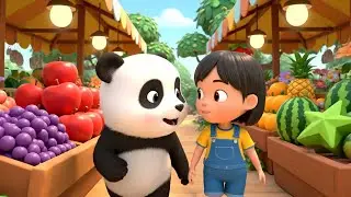 Baby Panda Visits the Fruit Market | 3D Animated Nursery Rhyme for Kids