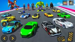 Car Race Lamborghini Vs Monster car race Hulk Spiderman superman #race #car #funny #games #level up7