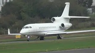 FALCON 7X VP-BAS TAXI AND TAKE OFF FROM FARNBOROUGH-EGLF UK 18-10-2025