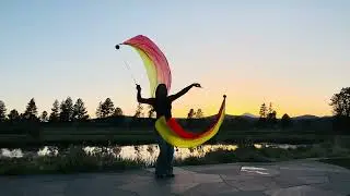 Veil Poi Free Flow #veil #veils #flowarts #poispinning #improvisation #newhobbies #silk #sunset