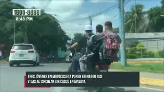 Masaya: Tres j&oacute;venes en motocicleta ponen en riesgo sus vidas