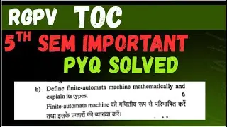 Finite State Automata PYQ Solved |RGPV Unit 1 PYQ Solved Finite State Automata with Example | TOC