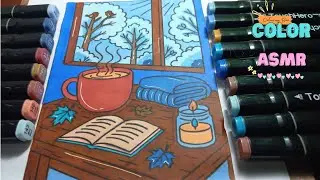 Cold snowy evening Marker Coloring ASMR Quiet Time Coloring | ASMR Marker Sounds for Relaxation
