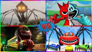 HOUSE SPIDER 🆚 SPRUNKI EXE 🆚 MONSTER SCHOOL BUS 🆚 LIGHTING MCQUEEN COFFIN DANCE