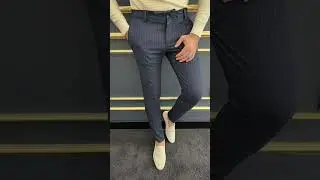 Step up your summer wardrobe with the Striped Dark Blue Rope Belt Formal Trousers.