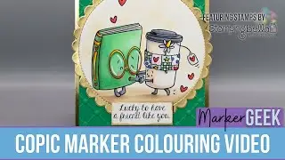 Copic Marker Colouring Stamping Bella Spec-Tacular Book & Tea rubber stamp