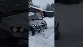 2018 Kawasaki Mule FXR Plowing 16&rdquo; Of Snow With KFI 66&rdquo; Plow.