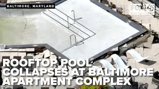 DRONE FOOTAGE: Rooftop pool leak leads to evacuation of apartment building