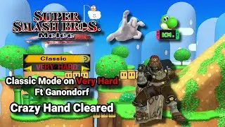 Super Smash Bros Melee Classic Mode on Very Hard Ft Ganondorf (Crazy Hand Completed)