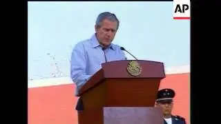 President Bush arrived in Mexico Monday night before talks with Felipe Calderon on Tuesday; immigrat