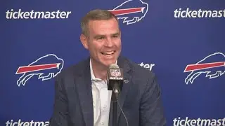 Buffalo Bills GM Brandon Beane speaks with the media