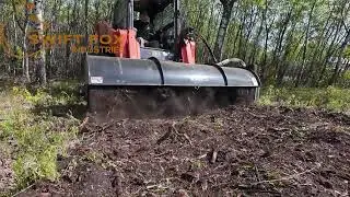 Tilling Forest Soil (Roots and all) with Powerful Skid Steer Tiller