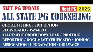 NEET PG Counseling 2025 Update🔹 CHOICE FILLING🔹 REPORTING / DOCUMENT 🔹 JOINING🔹 RESIGNATION