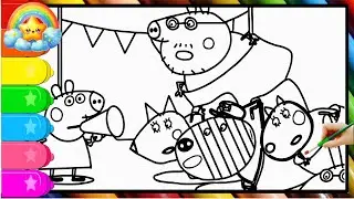 Peppa Pig and Her Friends playing with Dad  || Peppa Pig speed coloring || Peppa Pig coloring book