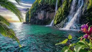Soothing 🌷Madeira V&eacute;u da Noiva Vibe Waterfall &bull; Ocean Sounds &bull; Sleep &bull; Focus &bull; Study &bull; 4H 4K UHD 🌊