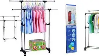 Double Pole Cloth Rack - Stainless Steel-6808