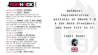 RomHack 2019 - Anwer - Implementation pitfalls of OAuth 2.0 & the Auth Providers who have fell in it