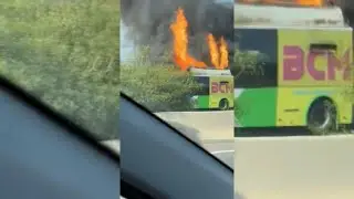 Un bus de l'EMT es cala foc a la Via de Cintura de Palma