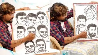 Mega Family LIVE Art By SAM JAM Show Fame Painter Harsha | Chiranjeevi | Pawan Kalyan | DailyCulture