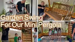 Outdoor Wood Porch Swing | Garden Swing For Our Mini Pergola | Patio Hanging Bench | Unboxing |