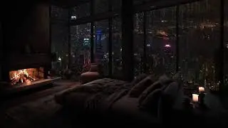 🔥🌧️ Warm Fireplace and City Rain &ndash; Relaxing Night Ambience for Better Sleep