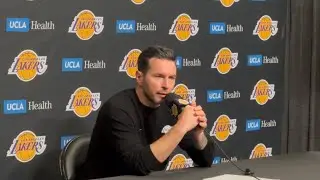 Head coach JJ Redick talks Luka Doncic, LeBron James and Lakers following 141-116 win over Hawks