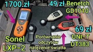 Luksomierz Sonel LXP-2 UNI-T UT383 BENETECH GD1010 Porównanie odczytów natężenia światła