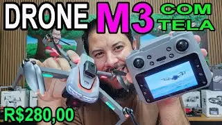 Drone M3 com TELA no controle como ligar como configurar qualidade da imagem drone baratinho 