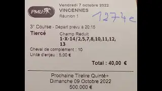 5 fois le tierc&eacute; ordre (1274 euros) !