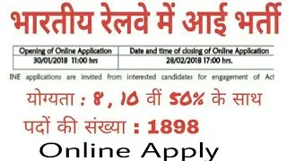 Indian railway recruitment 2018, all india job,भारतीय रेलवे में 10th पास के लिए भर्ती