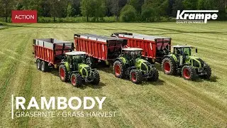 Grasernte mit Krampe RamBody und Claas