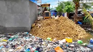 Best Activity Delete Deep Pond & Trash Using Miniature Dozer Push Stone Into Water & Dump Trucks
