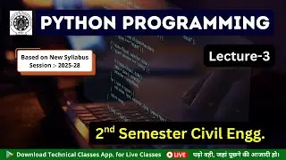 Python programming (Lecture-3) ||  Polytechnic 2nd Semester Civil || SBTE Bihar