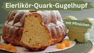 Eierlikör Quark Kuchen mit Pfirsichen