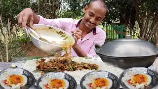 UNLIMITED MADURAI MUTTON BONE RASAM WHITE RICE AND EGG HALF BOILED EATING CHALLENGE