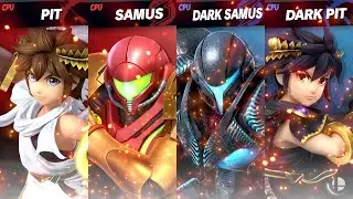 Super Smash Bros Ultimate - Pit & Samus vs Dark Samus & Dark Pit
