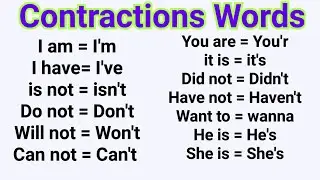 Contractions Words, Short form and Long form, Daily use English speaking words अंग्रेजी बोलना सीखें