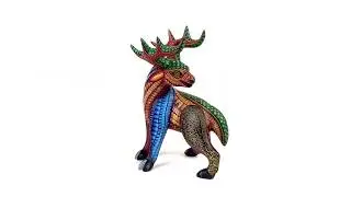 Fantastic Deer Oaxacan Alebrije Wood Carving Mexican Folk Art Sculpture