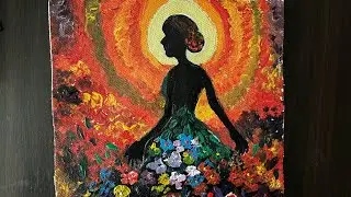 Sunset Glow & Floral Dress#FloralPainting #AcrylicPainting #EasyArt #DIYArt #CreativeArt #ArtLovers