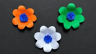 DIY Paper Flowers for Republic Day Decoration | Easy Tricolor Craft 🇮🇳