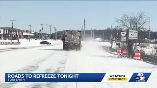 Fort Smith crews tackle icy roads as refreezing threat looms