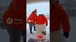 Snowman Karen Strikes Again! #doorbellcam #snowman #winterfails #winter #karen #hoa
