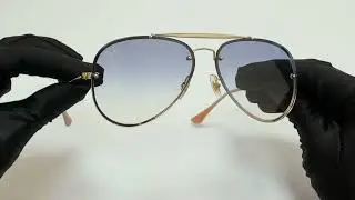 Ray Ban Sunglasses Model-RB3584N Color-001/19 Gold/Clear-Light Blue Gradient Lenses