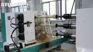 Newest! 3 Axis CNC wood lathe machine with 3 spindles