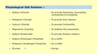 TO PREPARE PHYSIOLOGICAL SALT SOLUTION