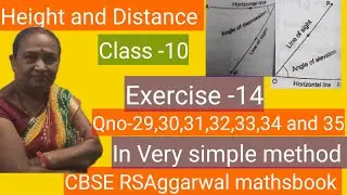 #Height and Distance#Solution for CBSE RSAggarwal mathsbook class -10#Ex-14,Qno-29,30,31,32,33,34,35
