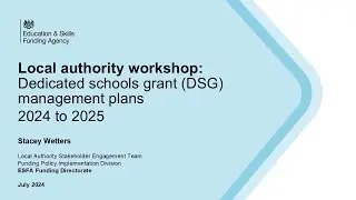 Dedicated schools grant (DSG) management plans 2024 to 2025 on 18 July 2024