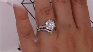 Diamond Snowflake Wedding Set Engagement Ring and Wedding Band - Snowflake Set