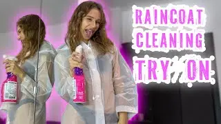 [4K] White Raincoat Try-On &bull; Calm Room Mirror Cleaning